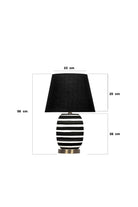 Moena Studio-Siyah Beyaz Çizgili Madrıd Seramik Masa Lambası – Siyah Başlık-Abajur-4-Milagron.com