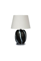 Moena Studio-Siyah Beyaz Desenli Siyah Abajur – Krem Başlık-Abajur-1-Milagron.com