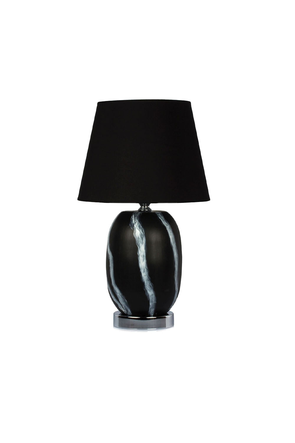 Moena Studio-Siyah Beyaz Desenli Siyah Abajur – Siyah Başlık-Abajur-1-Milagron.com