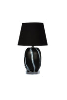 Moena Studio-Siyah Beyaz Desenli Siyah Abajur – Siyah Başlık-Abajur-1-Milagron.com