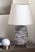 Moena Studio-Stonetouch Seramik Abajur – Krem Şapkalı Doğal Doku-Abajur-2-Milagron.com