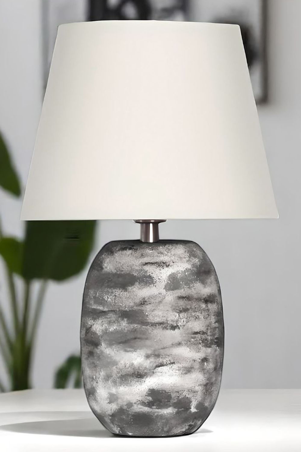 Moena Studio-Stonetouch Seramik Abajur – Krem Şapkalı Doğal Doku-Abajur-3-Milagron.com