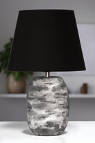 Moena Studio-Stonetouch Seramik Abajur – Siyah Şapkalı Doğal Doku-Abajur-2-Milagron.com