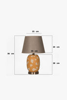 Moena Studio-Turuncu Marakesh Seramik Abajur – El Yapımı Otantik Tasarım Ve Zarif Aydınlatma - Bej Dokulu Şapka-Abajur-3-Milagron.com