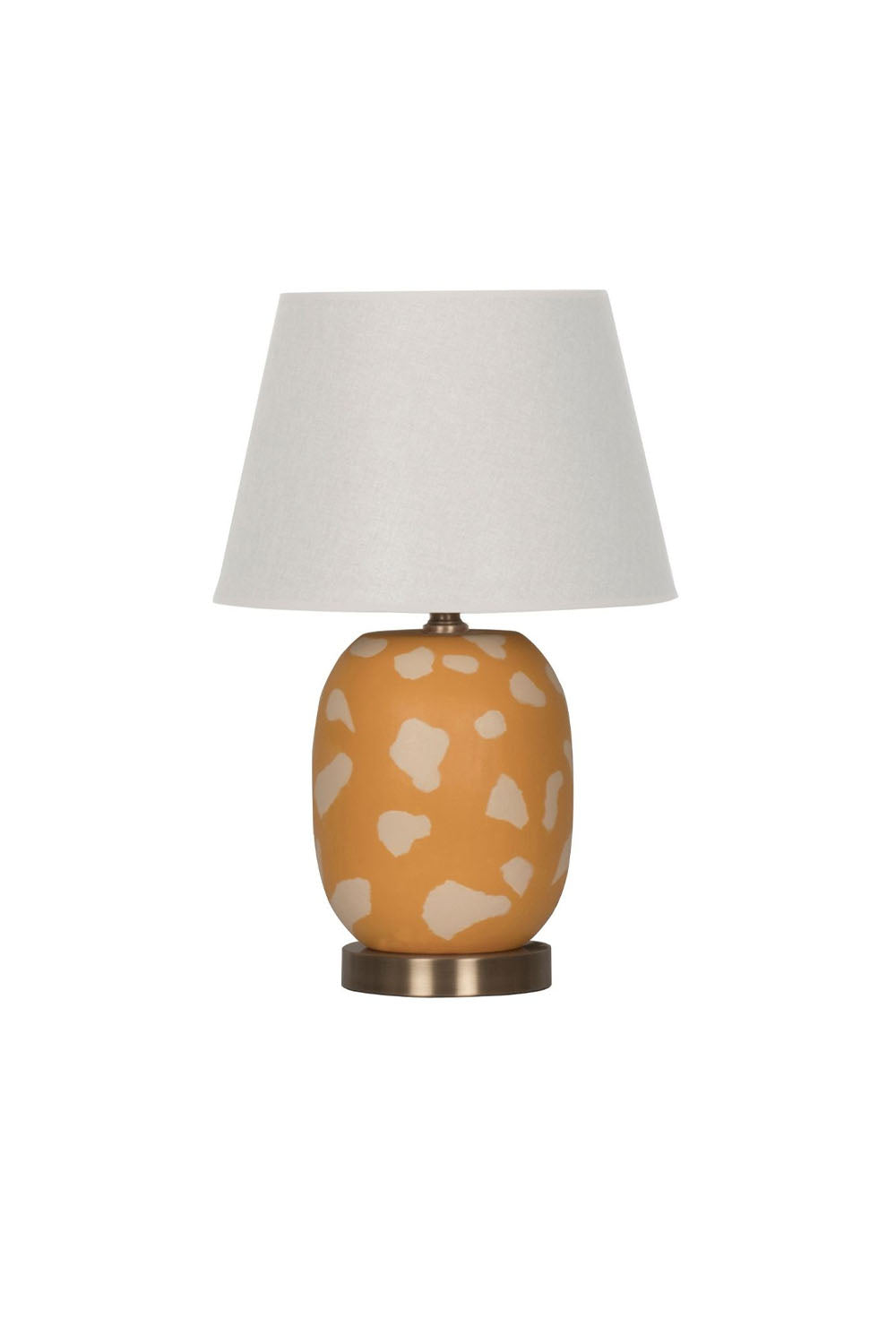 Moena Studio-Turuncu Marakesh Seramik Abajur – El Yapımı Otantik Tasarım Ve Zarif Aydınlatma - Krem Dokulu Şapka-Abajur-1-Milagron.com