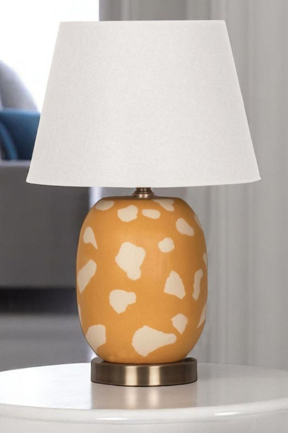 Moena Studio-Turuncu Marakesh Seramik Abajur – El Yapımı Otantik Tasarım Ve Zarif Aydınlatma - Krem Dokulu Şapka-Abajur-2-Milagron.com