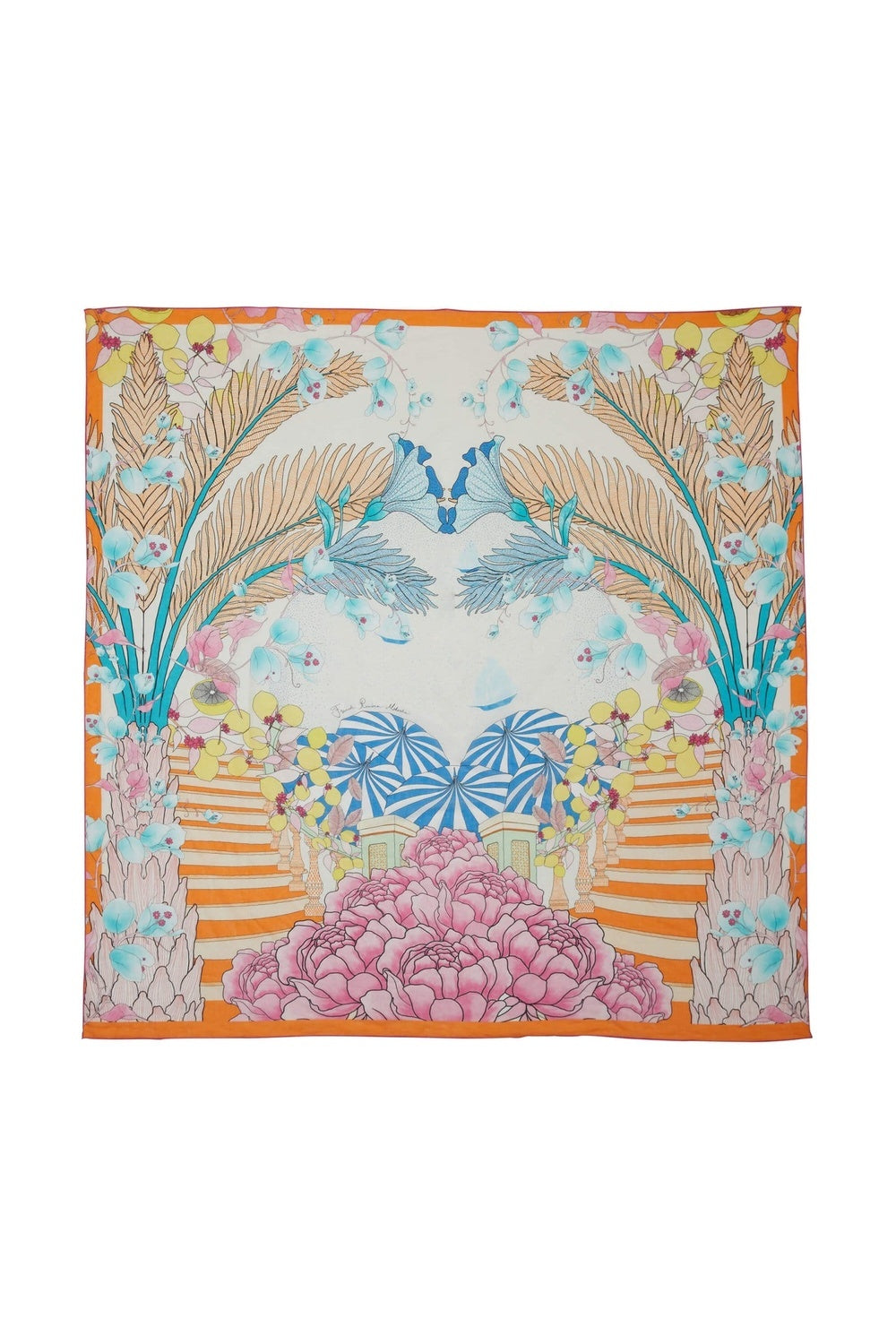 Mokoshe-French Riviera & Orange, Blue And Yellow - Cotton-Şal & Fular-2-Milagron.com