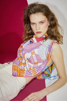 Mokoshe-Mushroom Town & Purple And Orange - Silk-Şal & Fular-10-Milagron.com