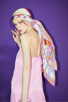 Mokoshe-Mushroom Town & Purple And Orange - Silk-Şal & Fular-2-Milagron.com