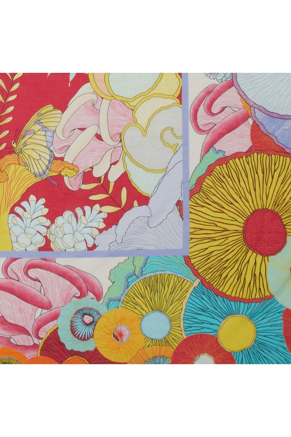 Mokoshe-Mushroom Town & Purple And Orange - Silk-Şal & Fular-4-Milagron.com