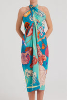 Mokoshe-Saga In Mauritius & Turquoise And Red-Şal & Fular-7-Milagron.com