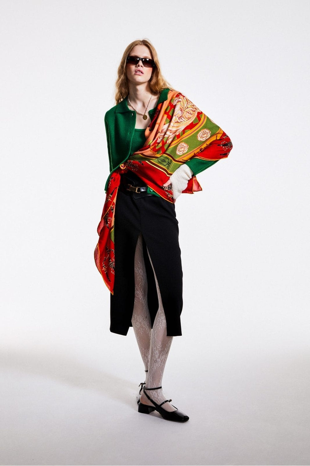 Mokoshe-Tea For Two & Red And Green - Silk-Şal & Fular-3-Milagron.com