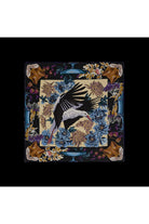Mokoshe-The Fox And The Stork - Black & Blue & Beige - Silk-Şal & Fular-1-Milagron.com