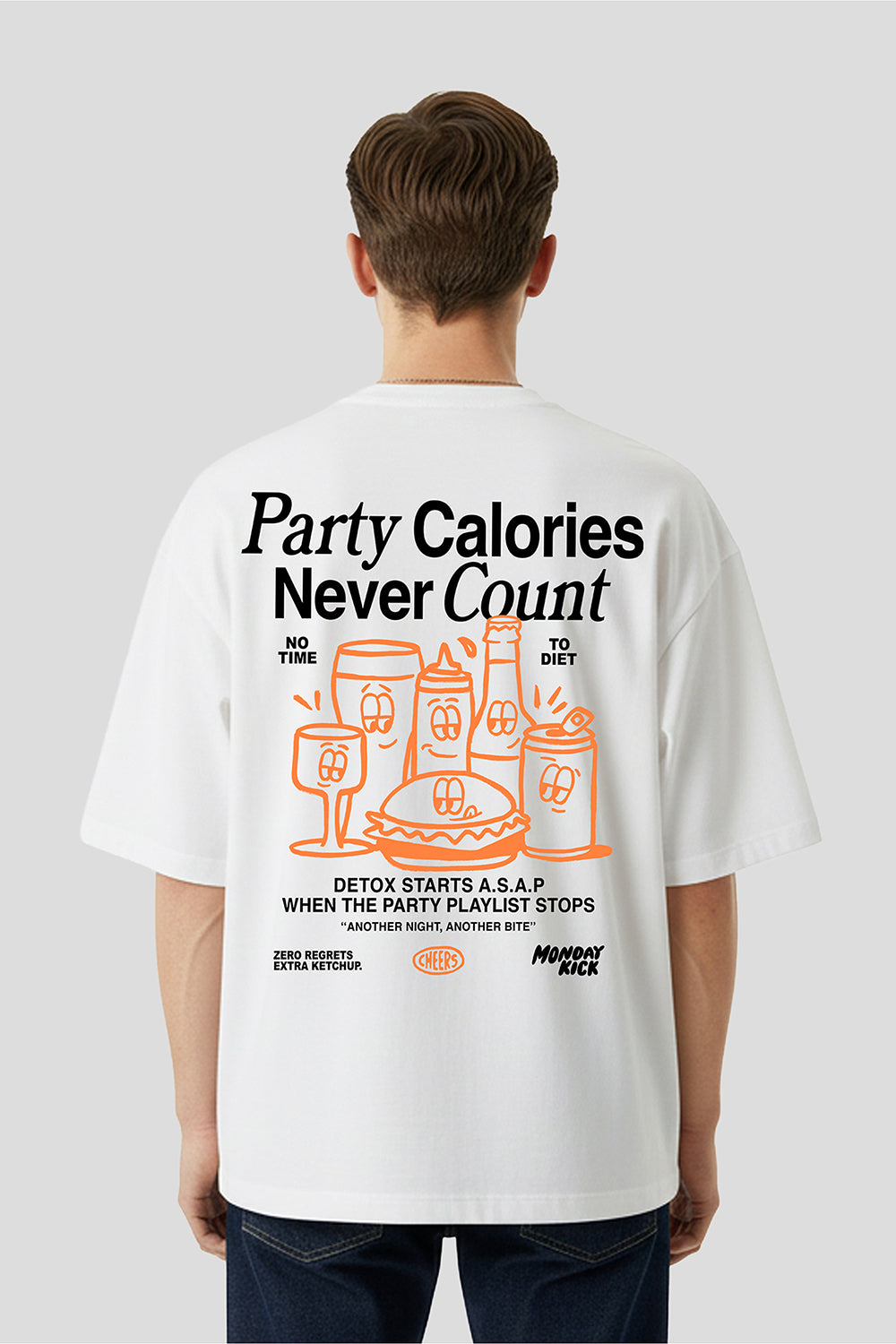 Party Calories - Unisex Tasarim T-shirt - Oversize - 6