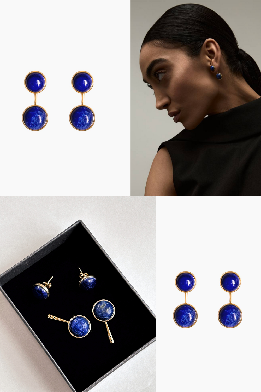 Moss Jewellery-Lapis Duo Küpe-Küpe-5-Milagron.com