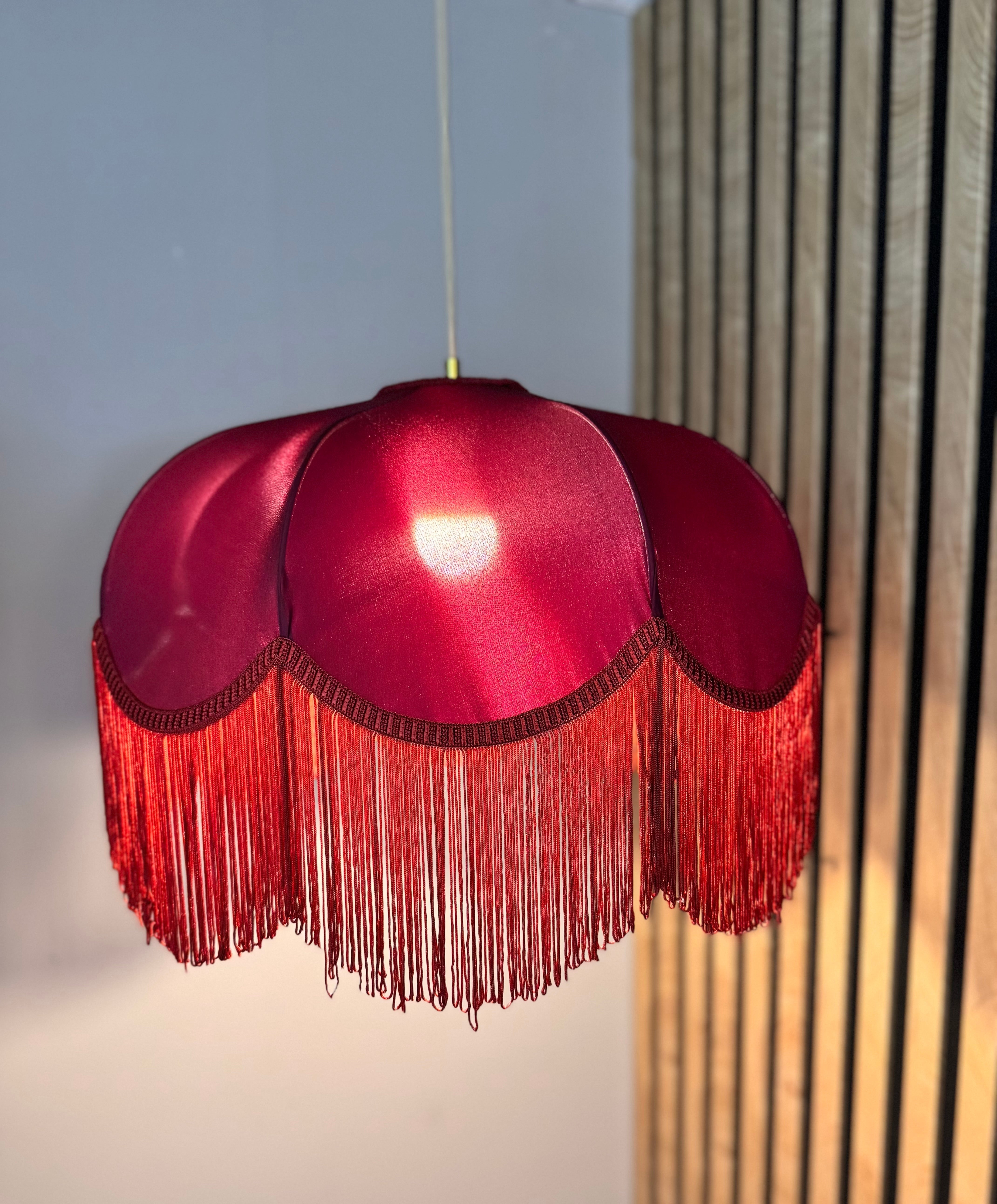 Diana El Yapımı Saten Kumaş Püsküllü Avize Cherry - 8