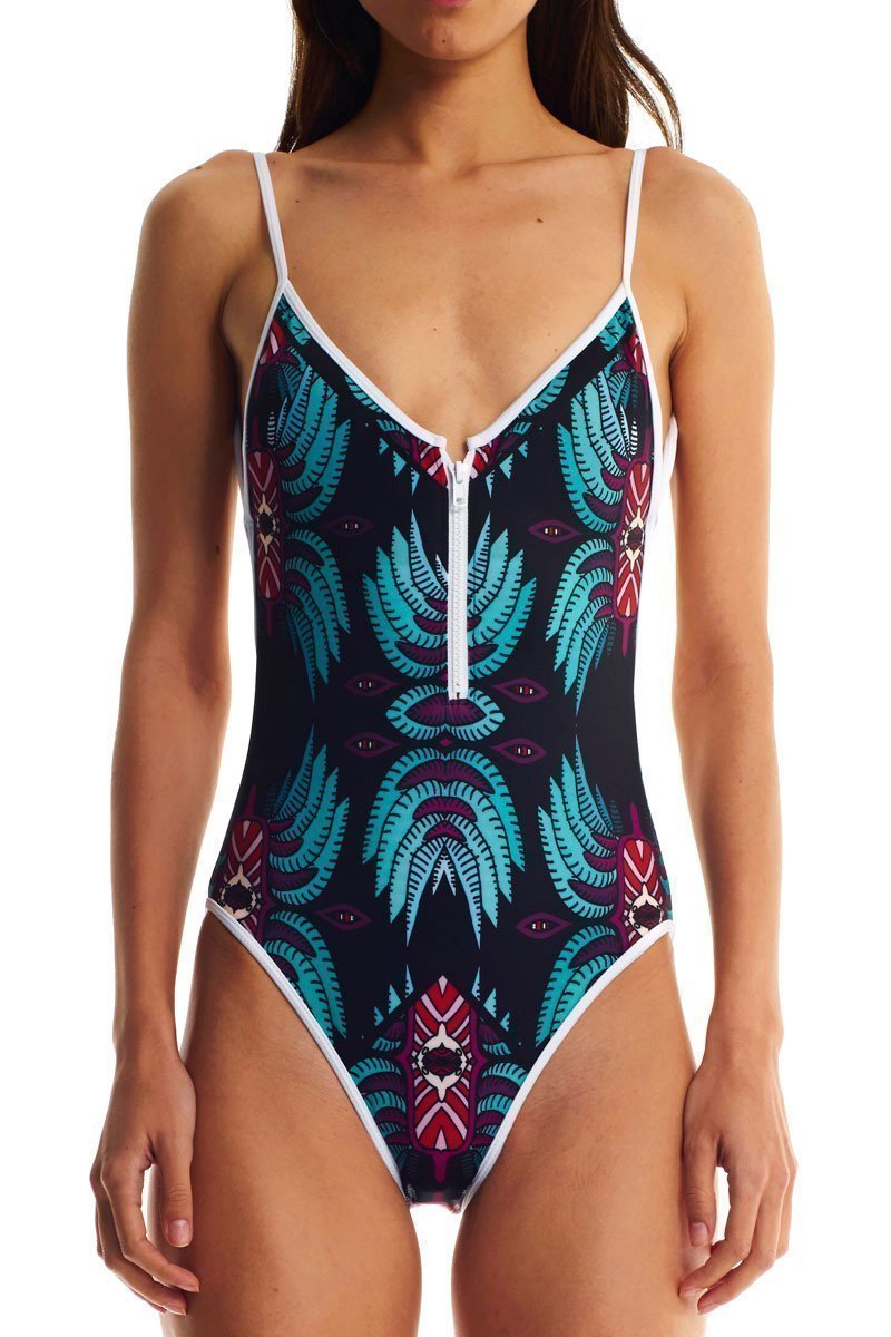 Movom Swimwear-Ivy Black Front Zip One Piece-Bikini & Mayo-1-Milagron.com