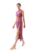 Movom Swimwear-Mauve Maxi Cheongsam Dress-Elbise-2-Milagron.com