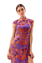 Movom Swimwear-Mauve Maxi Cheongsam Dress-Elbise-4-Milagron.com