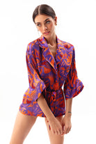Movom Swimwear-Mauve Pajama Style Shirt-Bluz-4-Milagron.com
