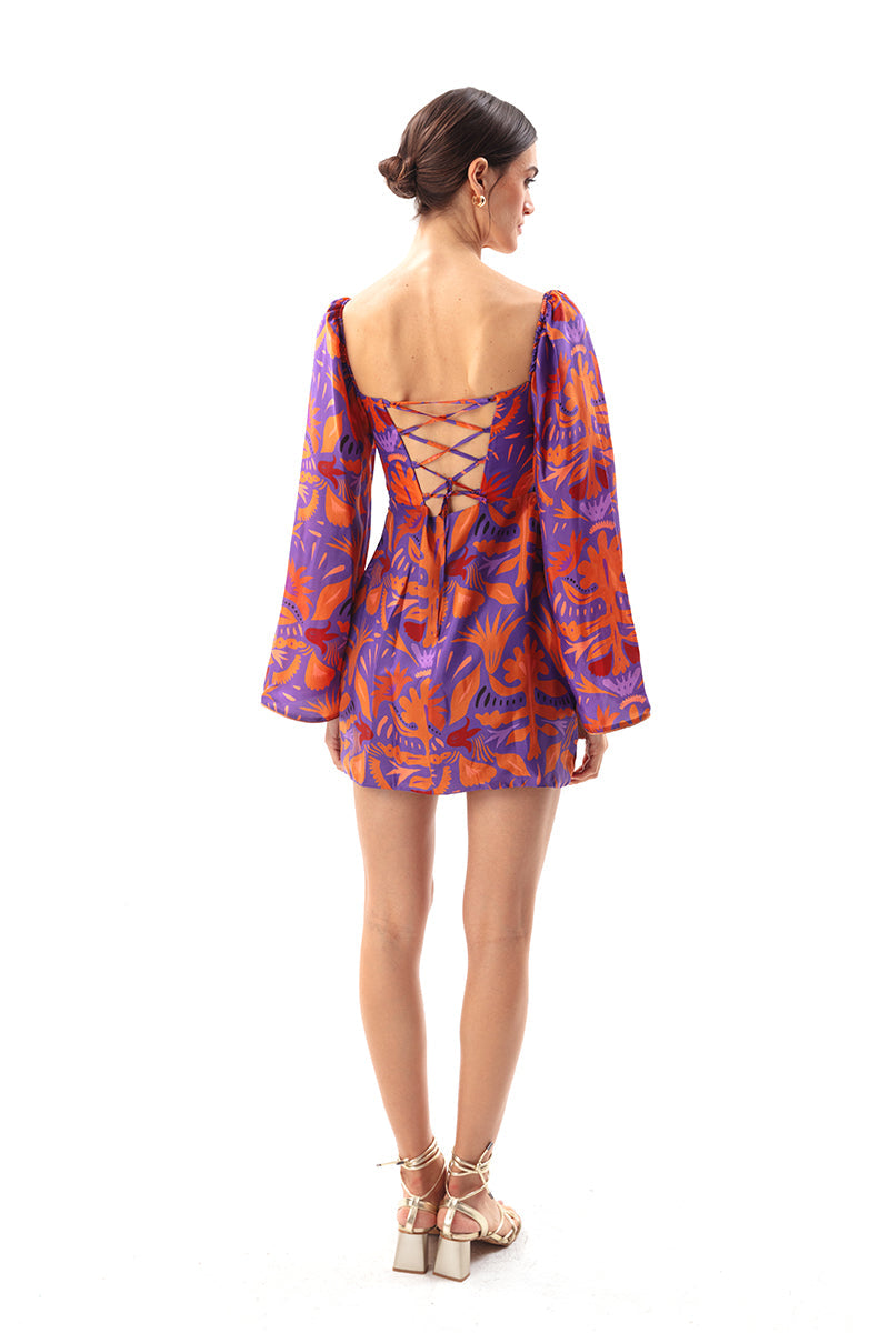 Movom Swimwear-Mauve Square Neck Dress-Elbise-5-Milagron.com