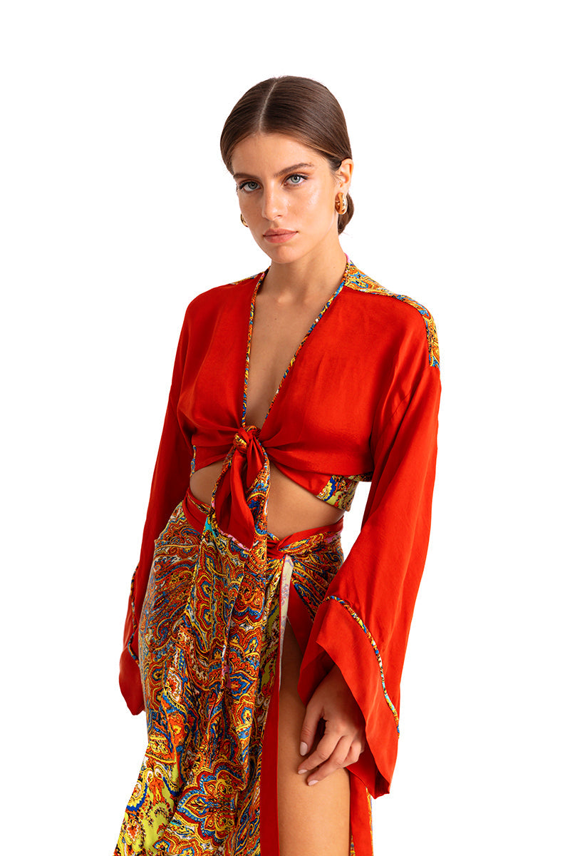 Movom Swimwear-Poppy Tie Front Blouse🌱-Bluz-2-Milagron.com