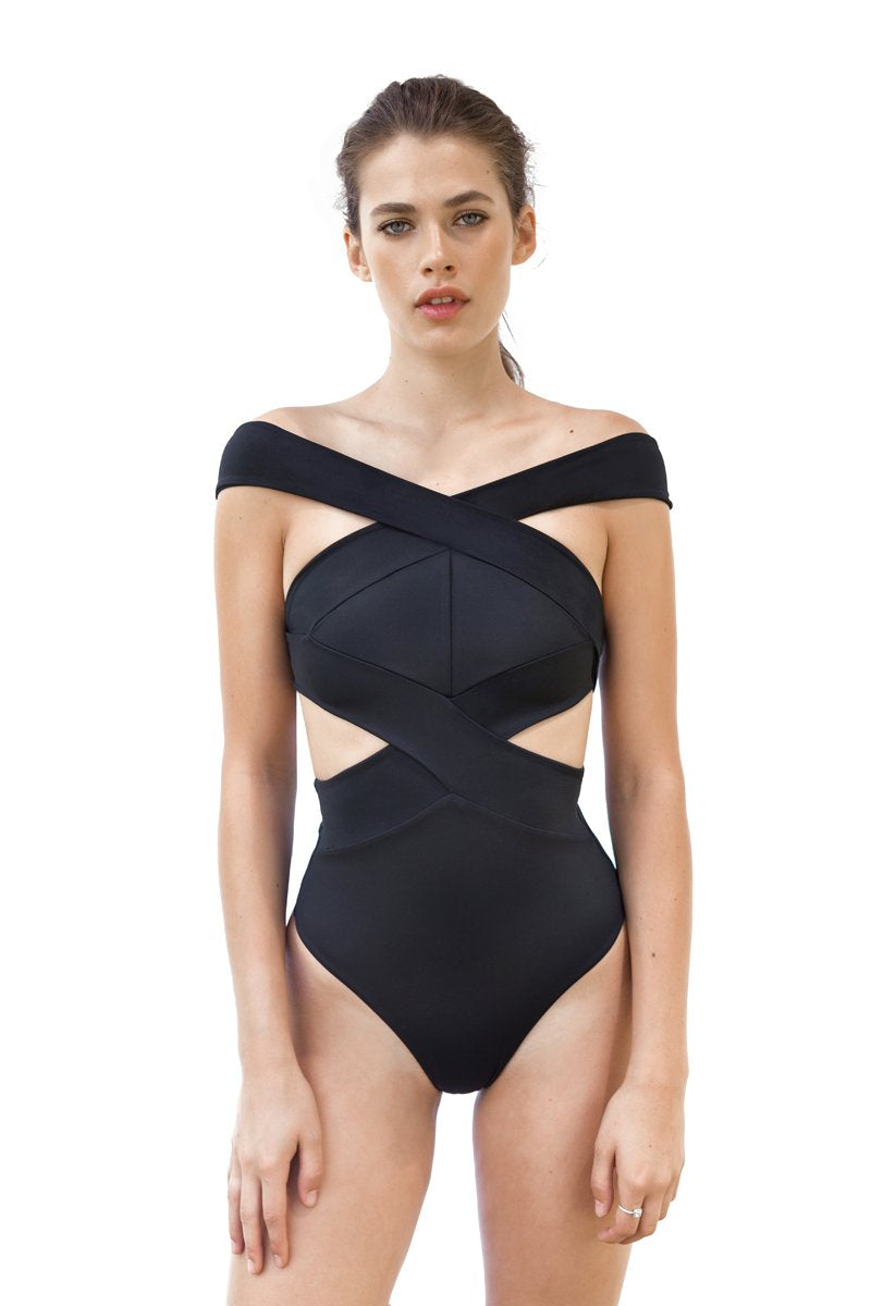 Movom Swimwear-Simone Banded Cross Swimsuit-Bikini & Mayo-1-Milagron.com