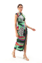 Movom Swimwear-Sylvia Maxi Cheongsam Dress-Elbise-5-Milagron.com