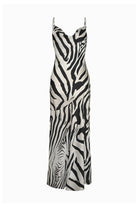 Mozto-Jace Saten Zebra Desenli Uzun Slip Elbise-Elbise-1-Milagron.com