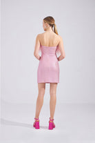 Mozto-Liana Tüylü Pembe Mini Elbise-Elbise-3-Milagron.com