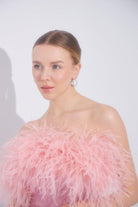 Mozto-Liana Tüylü Pembe Mini Elbise-Elbise-4-Milagron.com