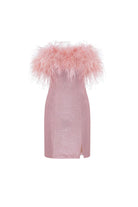 Mozto-Liana Tüylü Pembe Mini Elbise-Elbise-5-Milagron.com