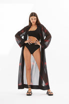 Mozto-Madelyn Bordo Baskılı Tül Kimono-Kimono-1-Milagron.com