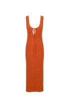 Mozto-Noor Orange Knitted Midi Dress-Elbise-1-Milagron.com