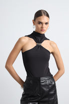 Ruelle Siyah Halter Yaka Toka Detaylı Bodysuite - 0