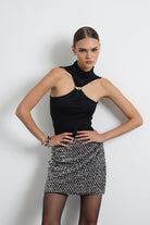 Ruelle Siyah Halter Yaka Toka Detaylı Bodysuite - 2