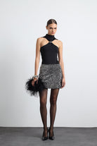 Ruelle Siyah Halter Yaka Toka Detaylı Bodysuite - 3