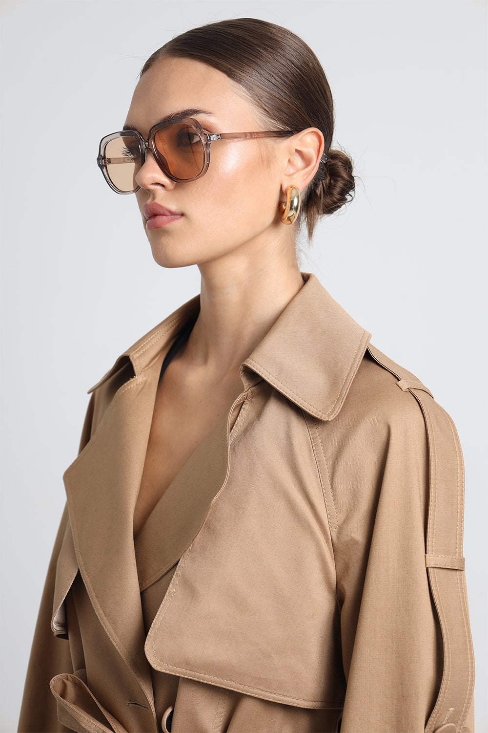 Savrin Camel Kuşaklı Apoletli Maxi Trençkot - 9