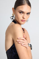 Valline Kalın Askılı Payet Lacivert Maxi Elbise - 3