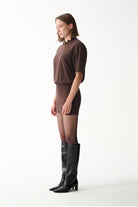 Naia-Miu T Shirt Elbise / Kahverengi-Elbise-5-Milagron.com