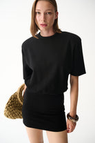 Naia-Miu T Shirt Elbise / Siyah-Elbise-6-Milagron.com