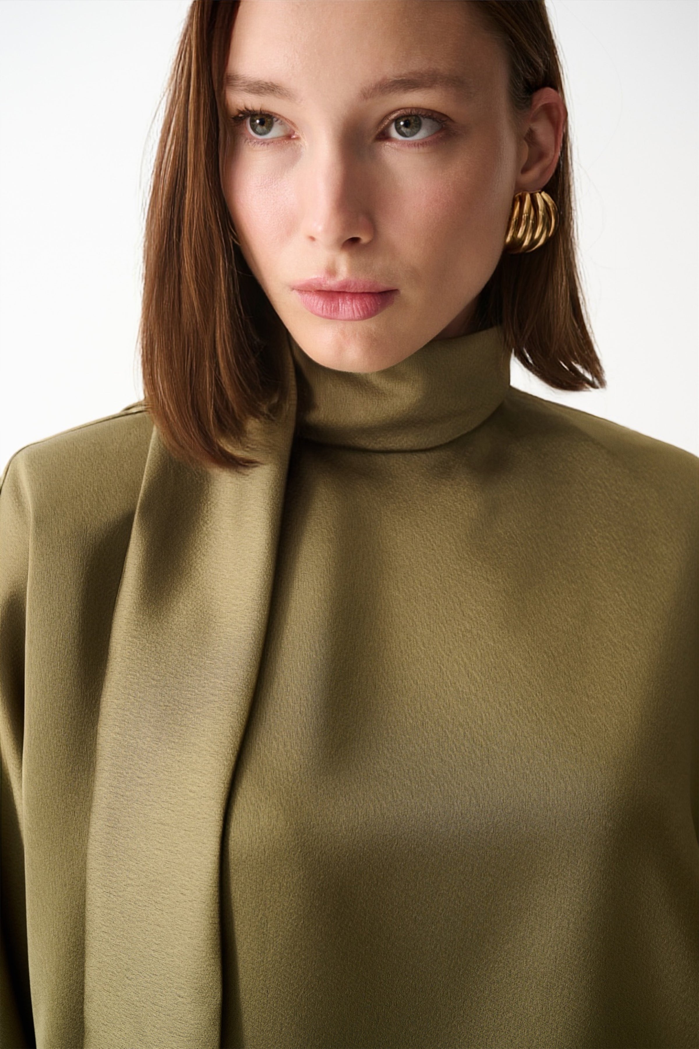 Naia-Amore Saten Elbise / Zeytin Yeşili-Elbise-3-Milagron.com