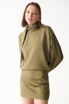 Naia-Amore Saten Elbise / Zeytin Yeşili-Elbise-5-Milagron.com