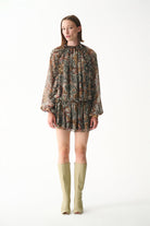 Naia-Bambi Elbise / Kahverengi şal Desenli-Elbise-2-Milagron.com