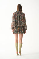 Naia-Bambi Elbise / Kahverengi şal Desenli-Elbise-5-Milagron.com