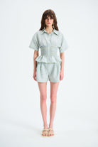 Naia-Blair şort / Ekru Yeşi̇l Ekoseli̇-Şort-1-Milagron.com