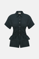 Naia-Blair şort / Yeşi̇l Mavi̇ Ekoseli̇-Şort-3-Milagron.com