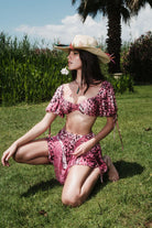 Naia-Bonita Crop Top / Pembe Orman Desenli-Crop Top-1-Milagron.com