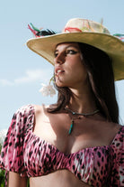 Naia-Bonita Crop Top / Pembe Orman Desenli-Crop Top-3-Milagron.com