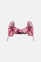 Naia-Bonita Crop Top / Pembe Orman Desenli-Crop Top-4-Milagron.com